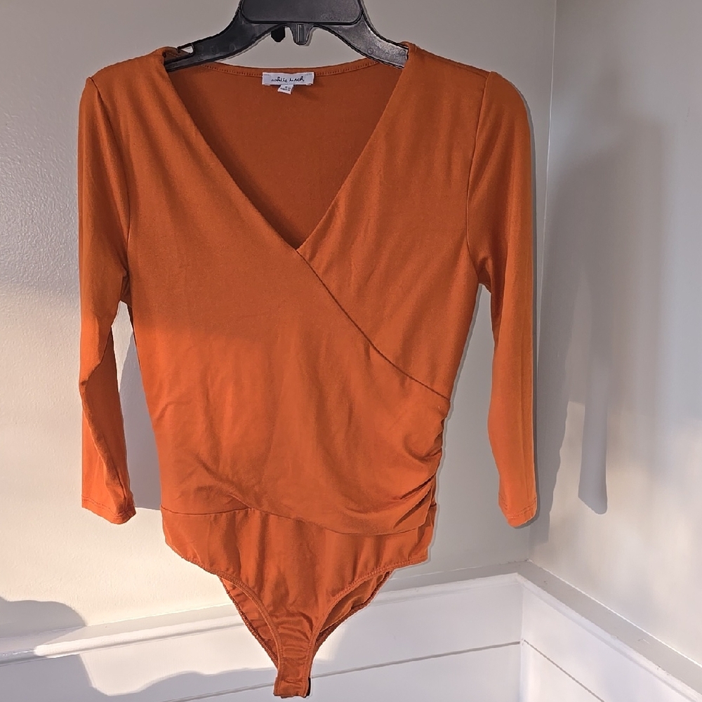 Whitw Birch Orange Wrap Bodysuit
